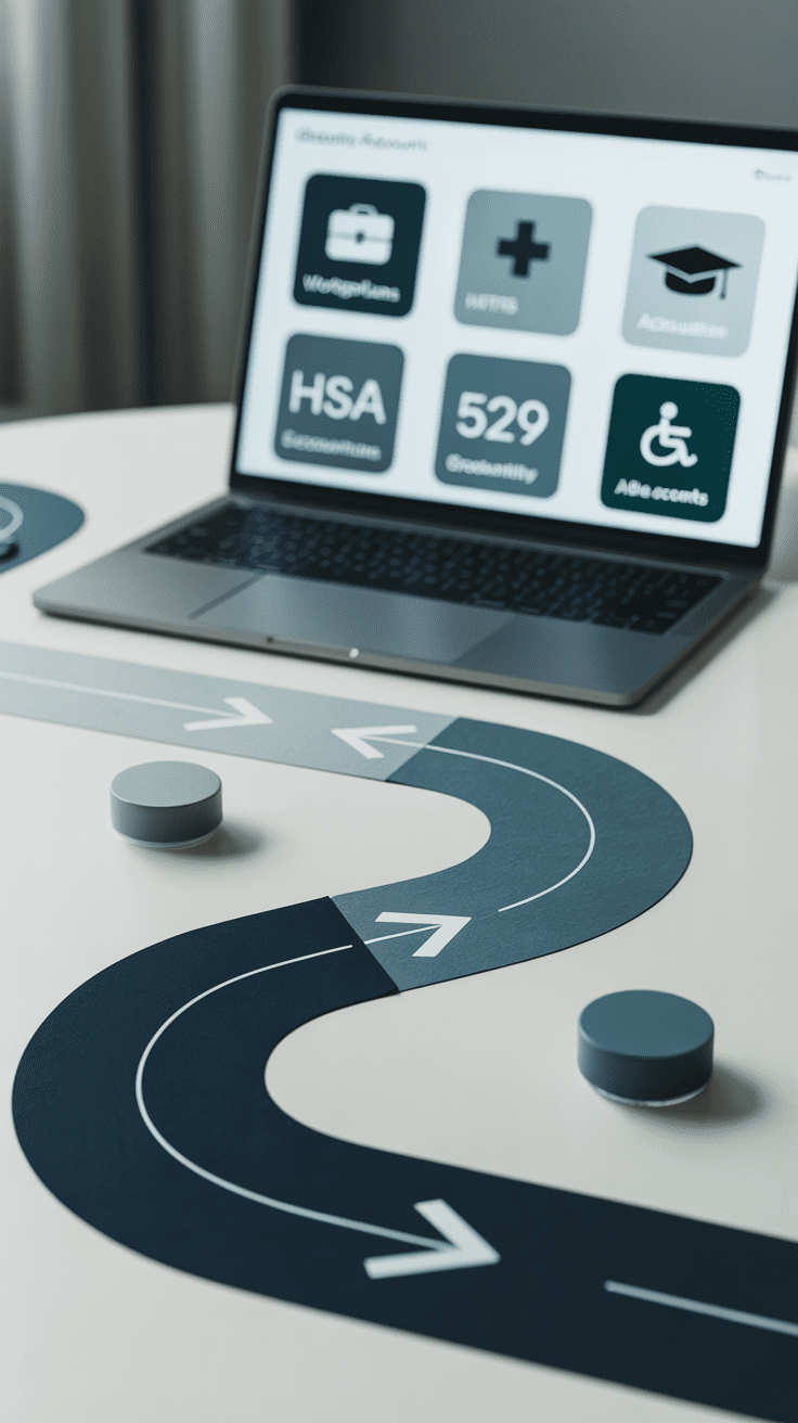 Workspace with icons for 401(k), 403(b), HSA, 529, and ABLE accounts illustrating why these accounts require special handling in advisor transitions.