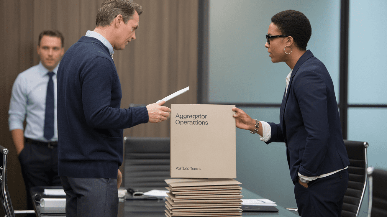 Operations and leadership reviewing transition integration materials for multiple advisor teams, representing Continuity’s support for RIA aggregators.
